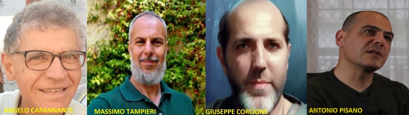 .Angelo Carannante, Massimo Tampieri, Giuseppe Corcione, ricercatori CUFOM, autori della ricerca e delle indagini. All'estrema destra Antonio Pisano autore del videotrailer degli avvistamenti del sud Italia del 23.06.2024